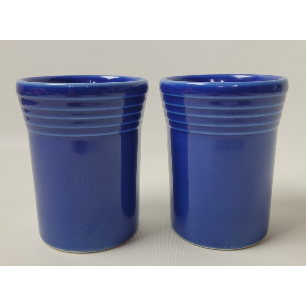 Fiesta Sapphire Blue Juice Tumblers Set of 2 Ceramic 6oz 3.75"